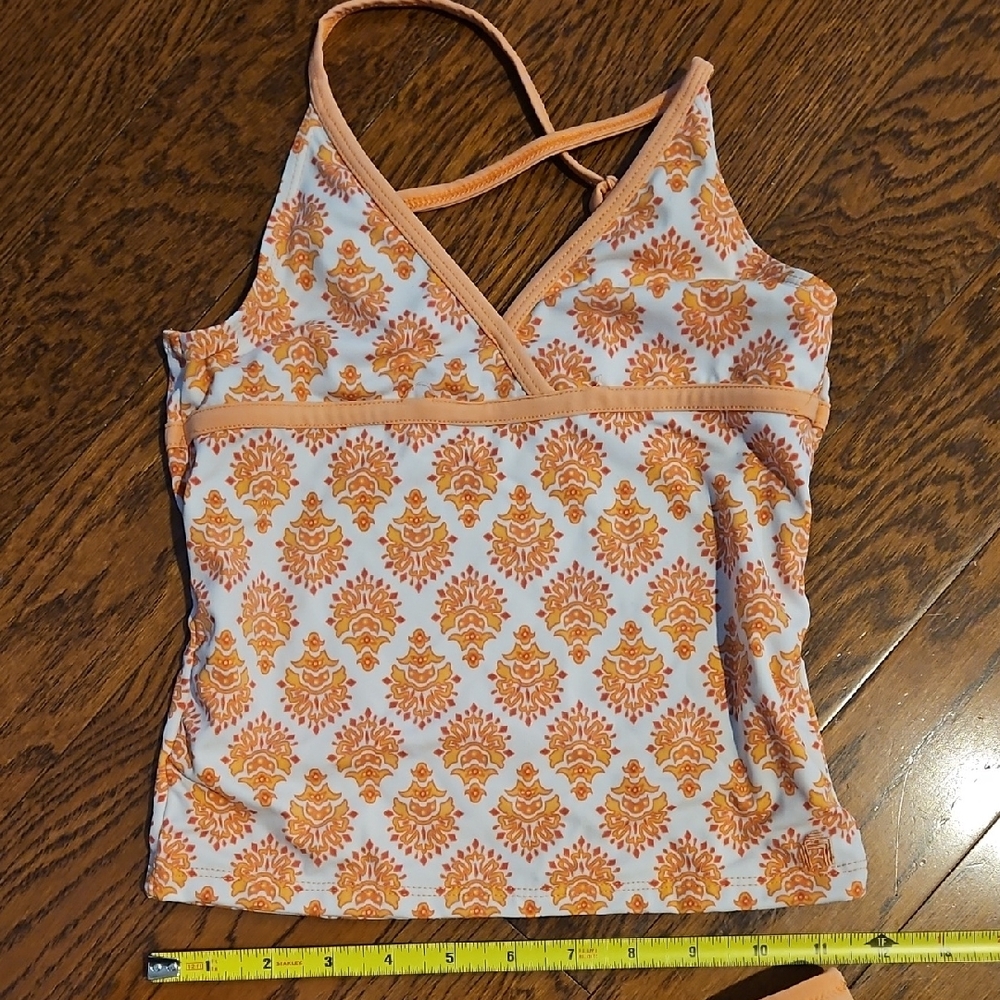 Orange and White Patterned Swim Set